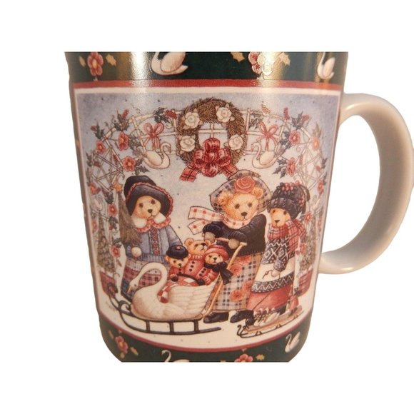 Lang Wise Teddy's Swan Sleigh Mug Cup 1997 Christmas Bears Artist Nita Showers - Picture 2 of 9